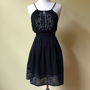 Vintage Havana Embroidered Black Sun Dress